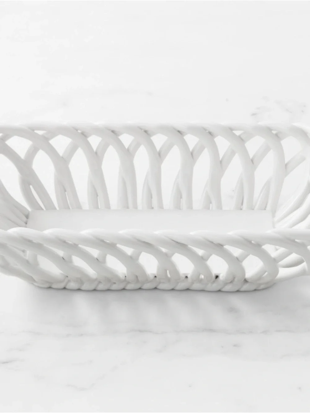 Williams Sonoma White Ceramic Braided Basket